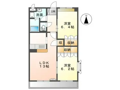 ラティールII(2LDK/2階)の間取り写真