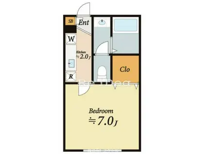 アルカサールⅡ(1K/1階)の間取り写真