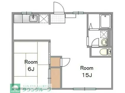 サヤマハウスD棟(1DK/1階)の間取り写真
