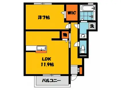 ティンカーベルB(1LDK/1階)の間取り写真