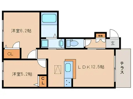 シャーメゾンリゾラ(2LDK/1階)の間取り写真