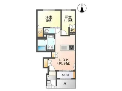 ボンヌール(2LDK/1階)の間取り写真