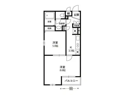 メインステージ中野坂上(2K/3階)の間取り写真