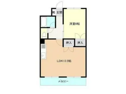 海洋ビル(1LDK/4階)の間取り写真