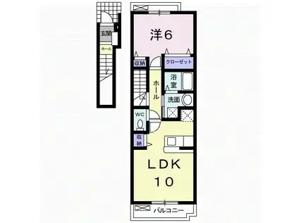 カルム・シェソワII(1LDK/2階)の間取り写真