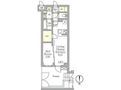 アジールコート都立大学(1LDK/B1階)の間取り写真