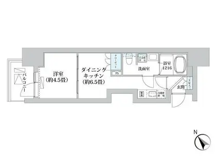 ルマ高輪(1DK/5階)の間取り写真