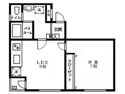 ヴァンベール代々木(1LDK/2階)の間取り写真