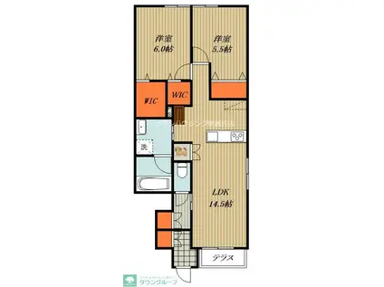 草加市柳島町メゾン(2LDK/1階)の間取り写真