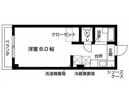 カレッジハイツ市川(ワンルーム/1階)の間取り写真