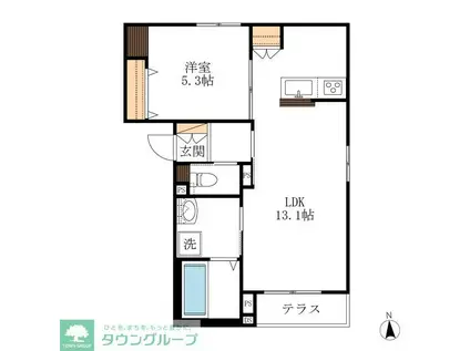 THE RITZ 中柴(1LDK/1階)の間取り写真