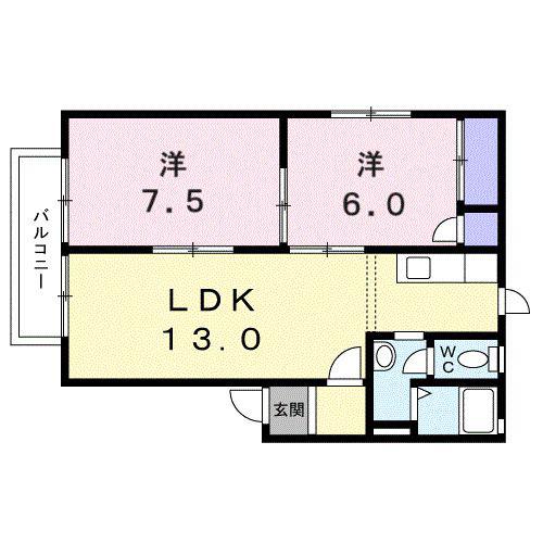 フレグランス大内(2LDK/2階)の間取り写真