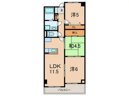 荻野ガーデンパレス(3LDK/1階)の間取り写真