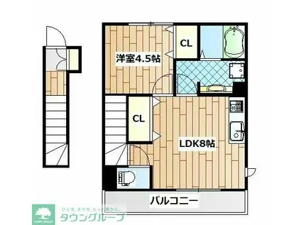 ブルーム岸根公園(1LDK/2階)の間取り写真
