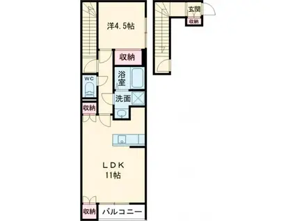 シャインS栄田(1LDK/2階)の間取り写真
