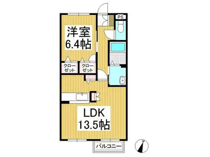 エスペランサ篠ノ井(1LDK/1階)の間取り写真