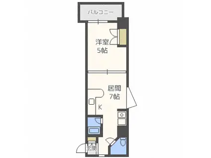 ミルフィオーレ学園前(1DK/6階)の間取り写真