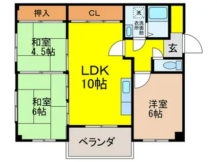 カーサ小林(3LDK/6階)の間取り写真