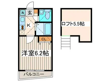 エスタス野方(1K/2階)の間取り写真