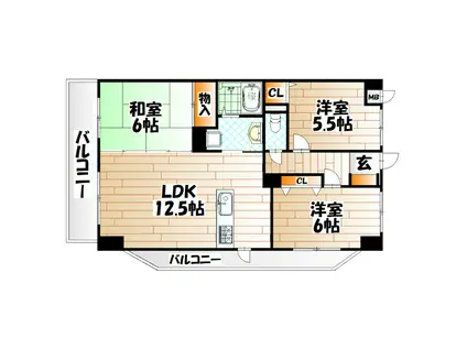 クレセール守恒(3LDK/5階)の間取り写真