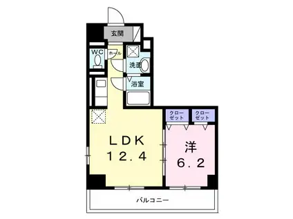 サンライズ 江平中町(1LDK/6階)の間取り写真