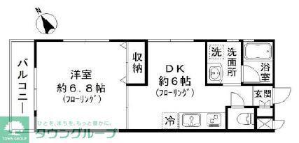 ベレーザ松陰(1DK/1階)の間取り写真
