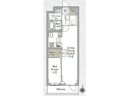 LIVE CASA千鳥町(1LDK/2階)の間取り写真