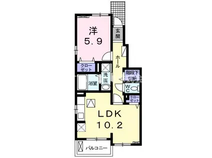 エテルノ土師(1LDK/1階)の間取り写真