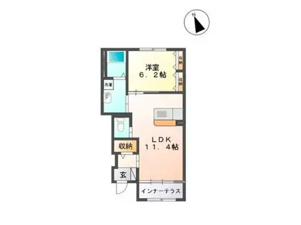 イリス・クアランタII(1LDK/1階)の間取り写真