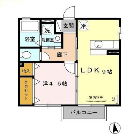 グランシャリオII番館(1LDK/2階)の間取り写真