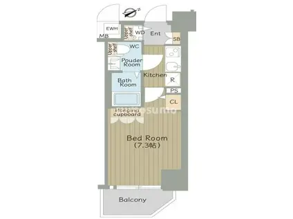 グランパーク大阪ウエスト(1K/4階)の間取り写真