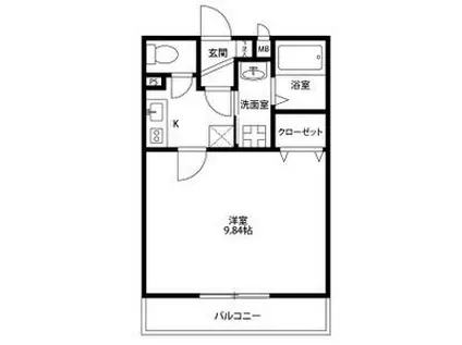 アンプルール リーブル リベルテII(1K/2階)の間取り写真