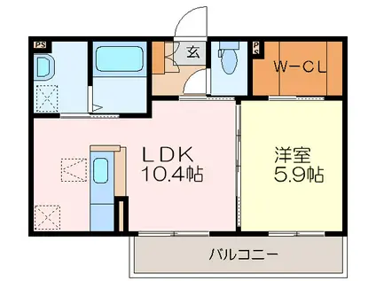 ビューテラス山王A(1LDK/1階)の間取り写真