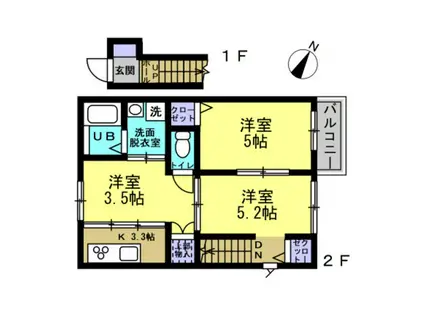 メルヴェイユ(3K/2階)の間取り写真