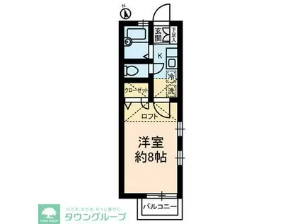 ベルクハイム(1K/2階)の間取り写真