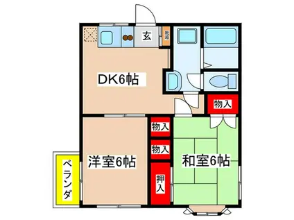 チェリーパレス2(2DK/4階)の間取り写真