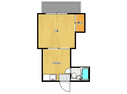コーポみささ(1K/2階)の間取り写真