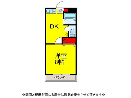 ビックスカイハイツ(1DK/2階)の間取り写真