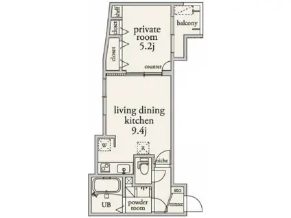 アーベインアルファ(1LDK/2階)の間取り写真