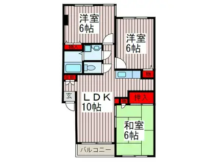 メゾン北越(3LDK/2階)の間取り写真