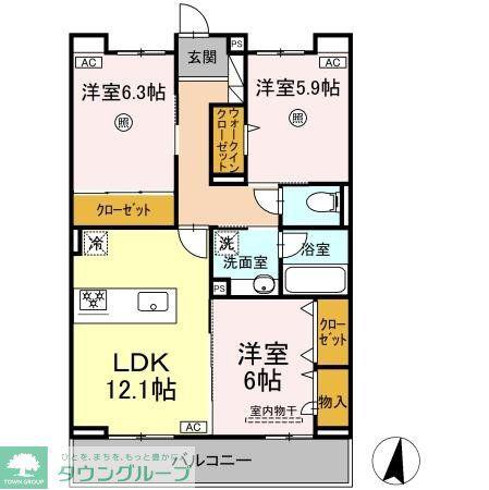 SINFARIA六本松(3LDK/2階)の間取り写真