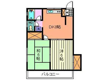 ハイムコジマB(2DK/1階)の間取り写真