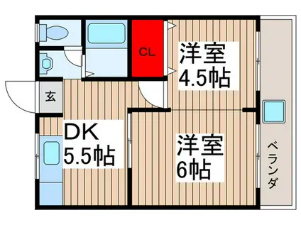 石井第2レジデンス(2DK/1階)の間取り写真