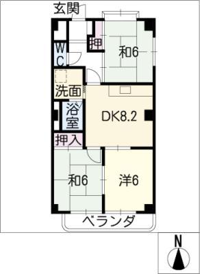 リヒテン山崎(3DK/4階)の間取り写真