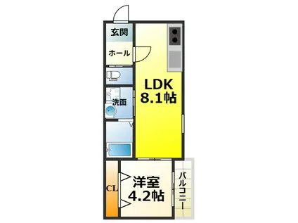 KS ノース PLASE(1LDK/1階)の間取り写真