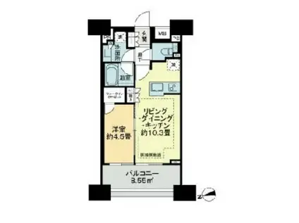 ルフォンリブレ浜松町(1LDK/6階)の間取り写真