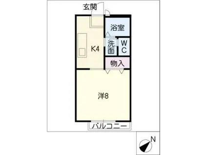 ビーライン郷社(1K/1階)の間取り写真