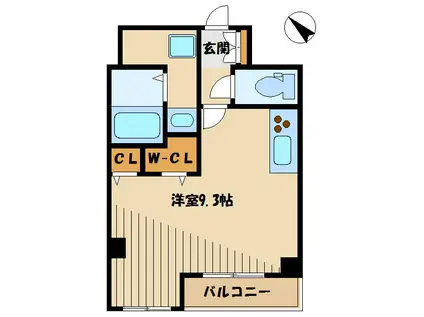 グランドゥール(ワンルーム/2階)の間取り写真