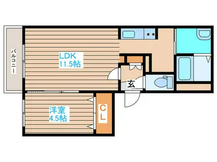 コスモス南郷丘(1LDK/4階)の間取り写真