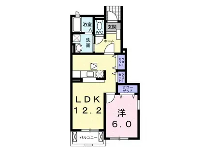 ヴィラ シンフォニーB 花山町(1LDK/1階)の間取り写真